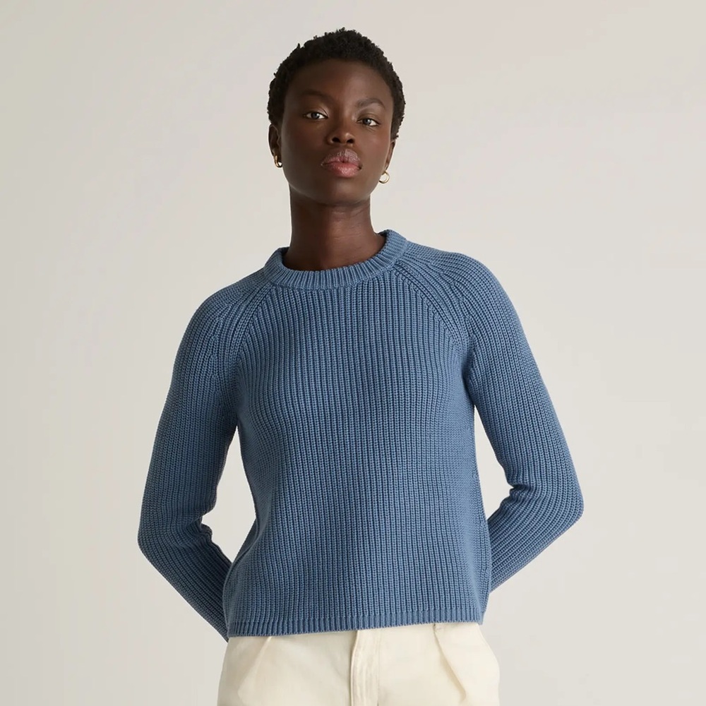 Quince Organic Cotton Fisherman Crew Sweater- LIKE NEW